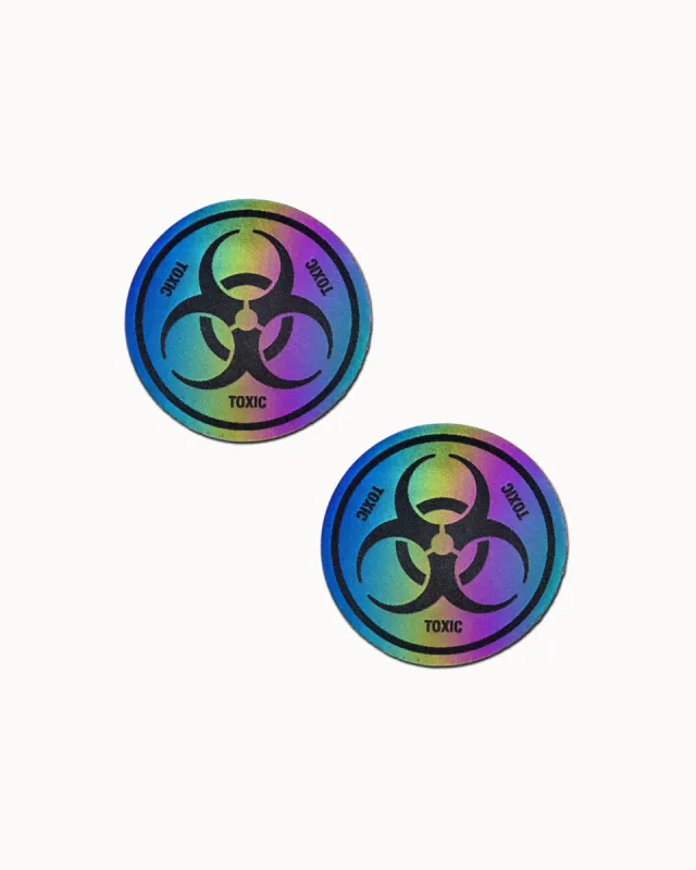 Pastease x iHR Rainbow Reflective Biohazard Pasties sold by iHeartRaves