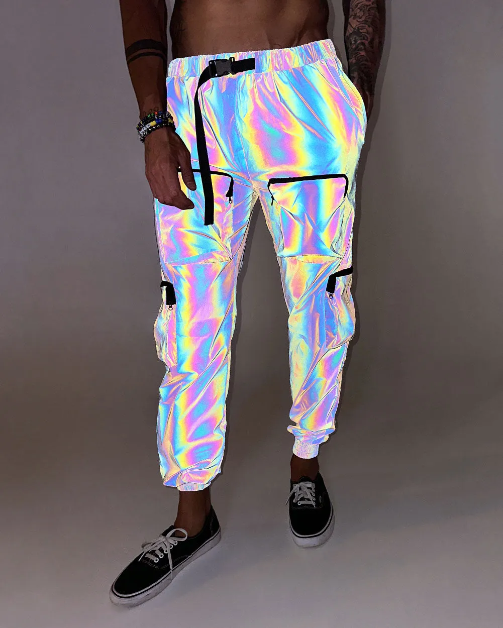 Daylight Rainbow Reflective Joggers with Cargo Pockets sold by iHeartRaves