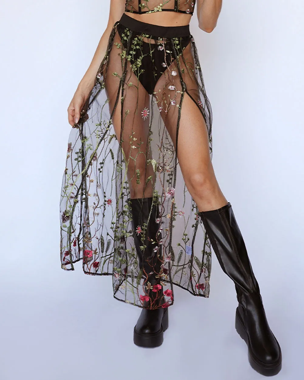 Lace Flowerfields Maxi Skirt sold by iHeartRaves