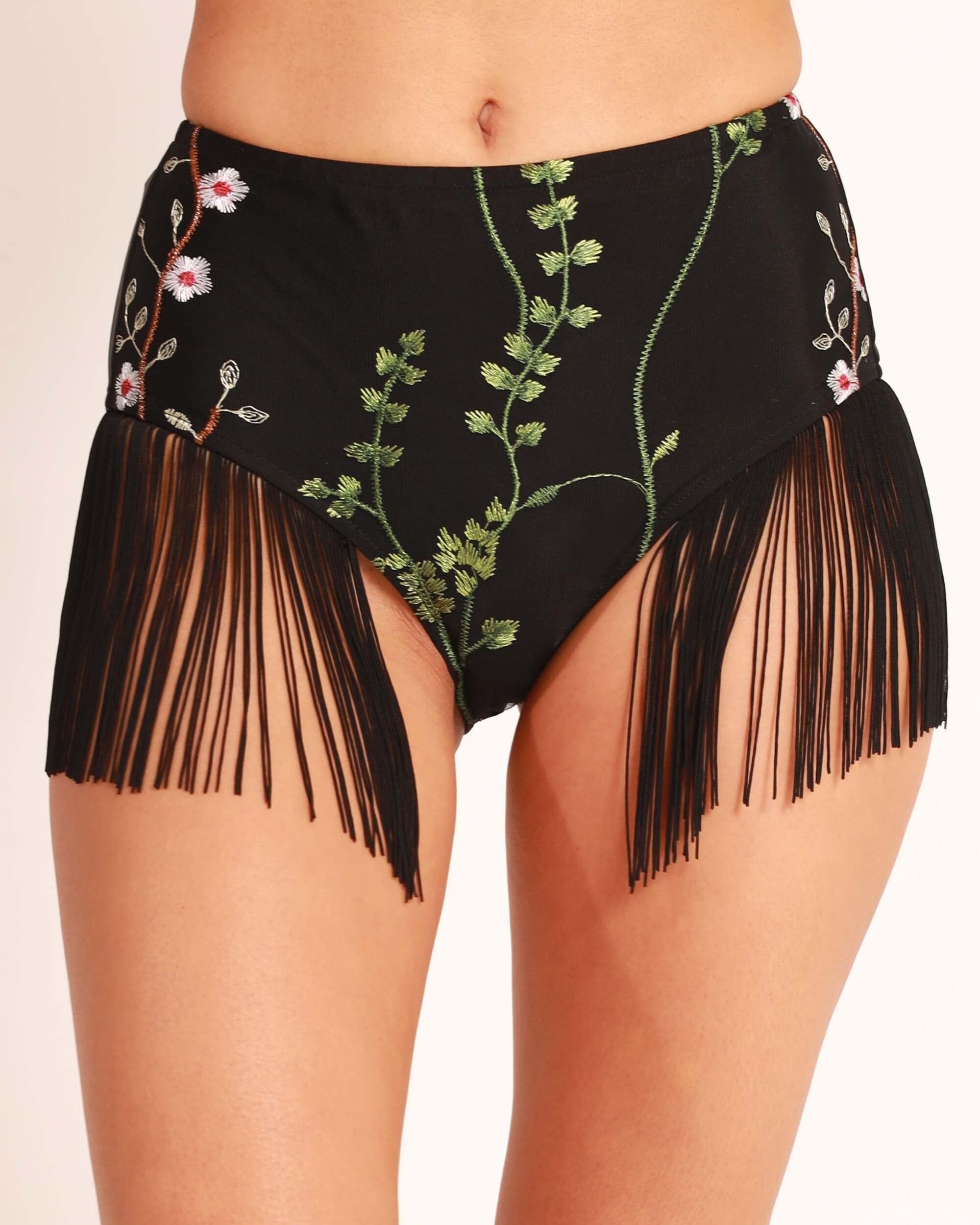 Lace Flower Fields Fringe Bottoms sold by iHeartRaves