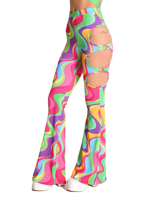 Curly Whirly O-Ring Cutout Bell Bottoms sold by iHeartRaves