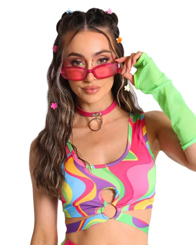 Curly Whirly O-Ring Cutout Crop Top sold by iHeartRaves