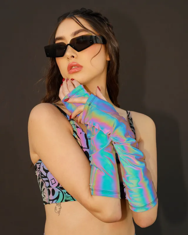 Hologlow Rainbow Reflective Arm Warmers sold by iHeartRaves