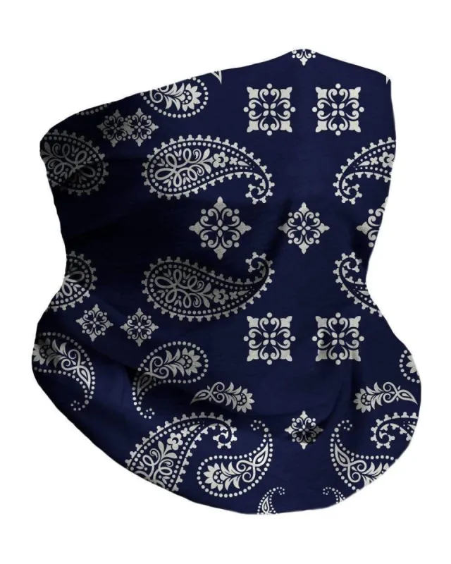 Paisley Seamless Mask Bandana - Navy Blue sold by iHeartRaves