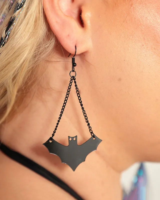 Nightfall Hanging Bat Earrings sold by iHeartRaves