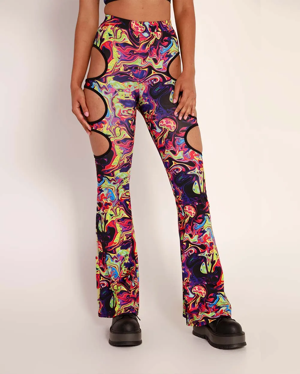Trippy Toxin Cutout Bell Bottoms sold by iHeartRaves product image thumbnail 3