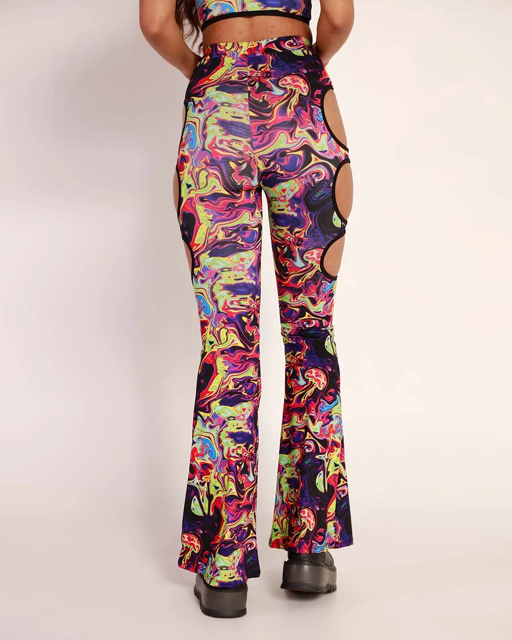 Trippy Toxin Cutout Bell Bottoms sold by iHeartRaves product image thumbnail 4