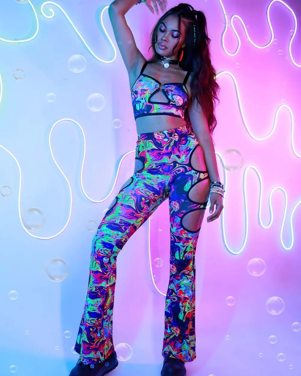 Trippy Toxin Cutout Bell Bottoms sold by iHeartRaves product image thumbnail 2