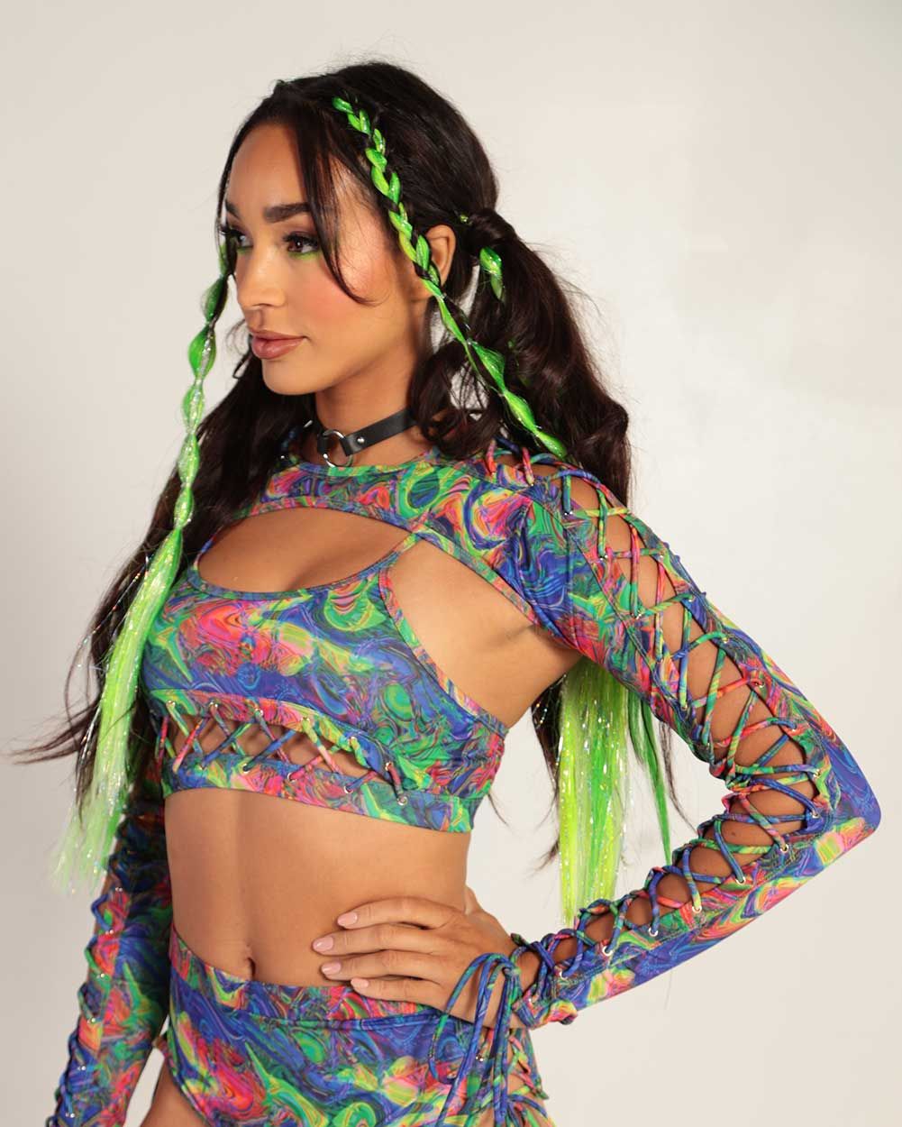 Supersonic Rainbow Swirl Ultra Crop Top sold by iHeartRaves product image thumbnail 3