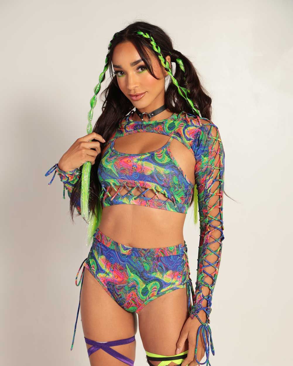 Supersonic Rainbow Swirl Ultra Crop Top sold by iHeartRaves