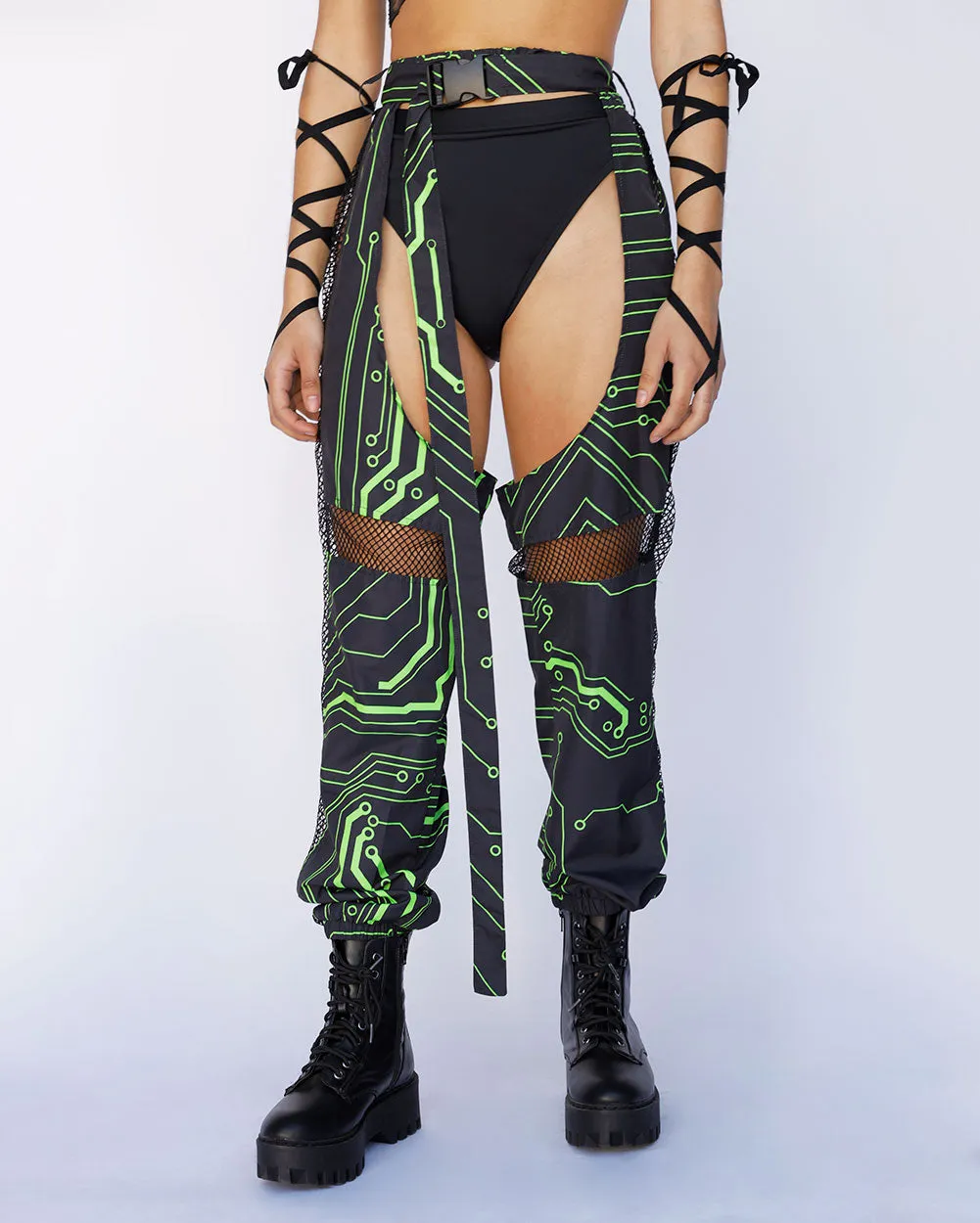 Cyber Matrix Fishnet Chaps sold by iHeartRaves
