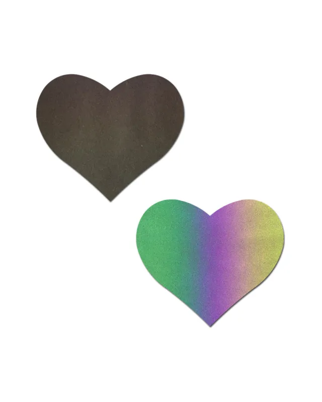 Pastease Rainbow Reflective Heart Nipple Pasties sold by iHeartRaves