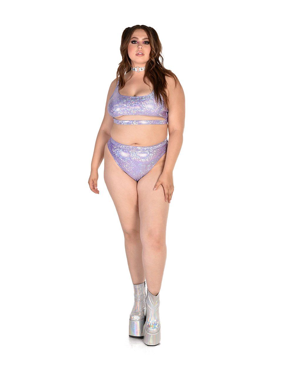 Lavender Dreamz Holo High Cut Booty Shorts sold by iHeartRaves product image thumbnail 9