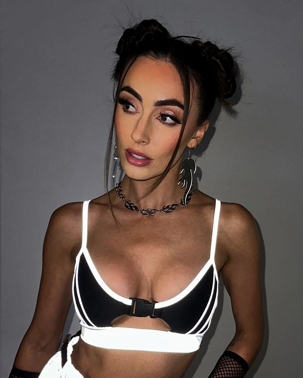 Thunder Shock Reflective Speed Clasp Crop Top sold by iHeartRaves