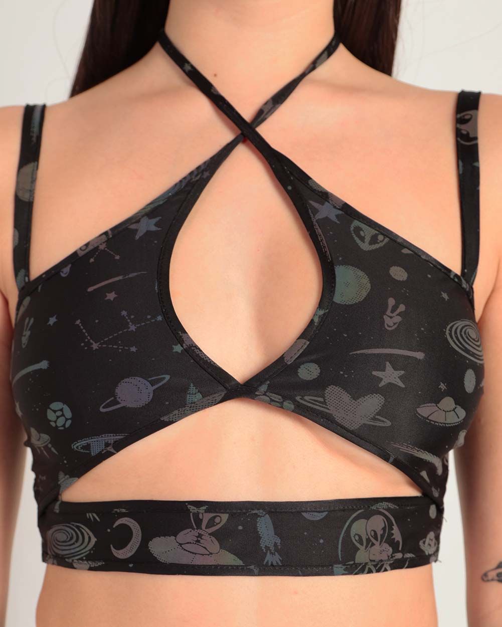 Silly in Space Rainbow Reflective Cutout Halter Top sold by iHeartRaves product image thumbnail 3