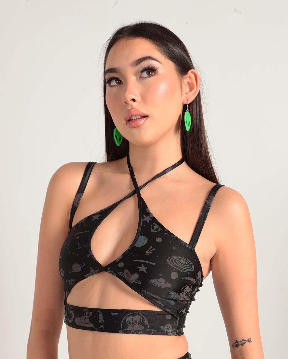 Silly in Space Rainbow Reflective Cutout Halter Top sold by iHeartRaves product image thumbnail 5