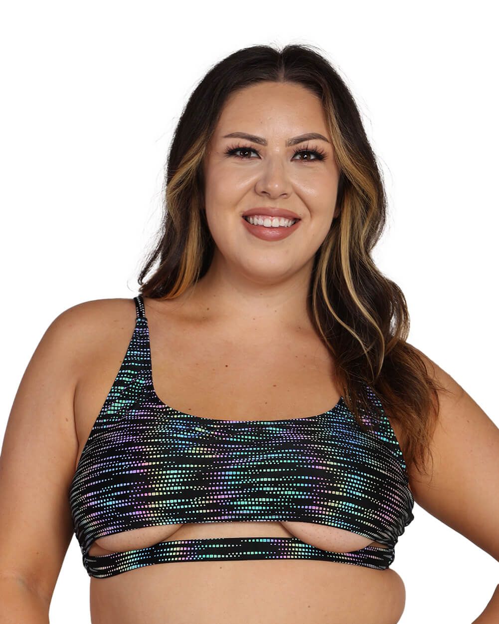 Rainbow Glow Reflective Underboob Crop Top sold by iHeartRaves product image thumbnail 7