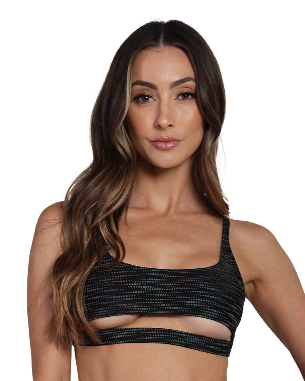 Rainbow Glow Reflective Underboob Crop Top sold by iHeartRaves product image thumbnail 2