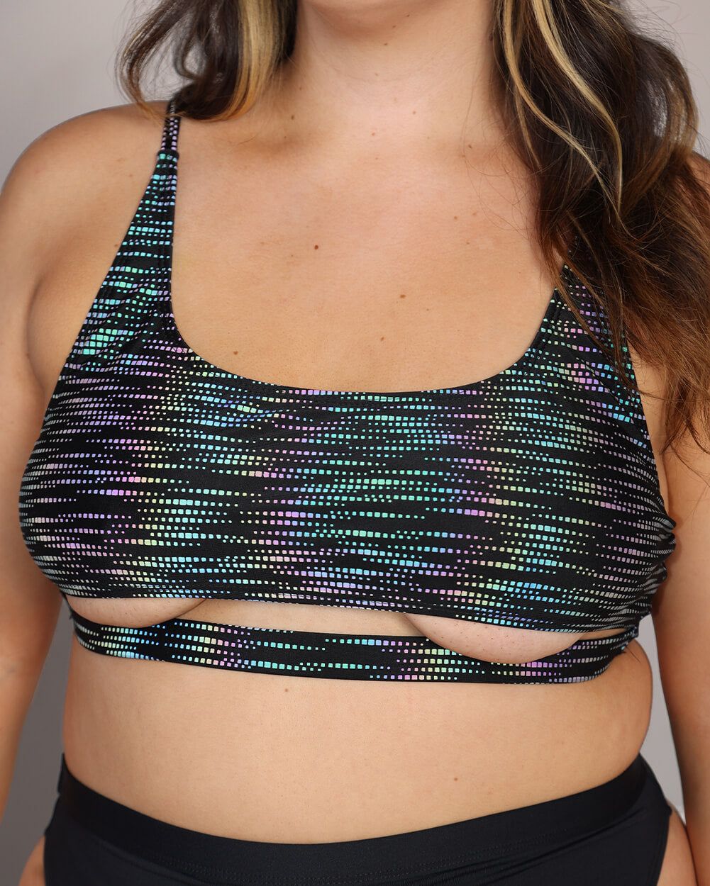 Rainbow Glow Reflective Underboob Crop Top sold by iHeartRaves product image thumbnail 8