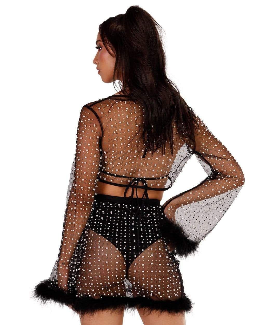 Glamour Girl Pearl Studded Marabou Skirt Set sold by iHeartRaves product image thumbnail 4