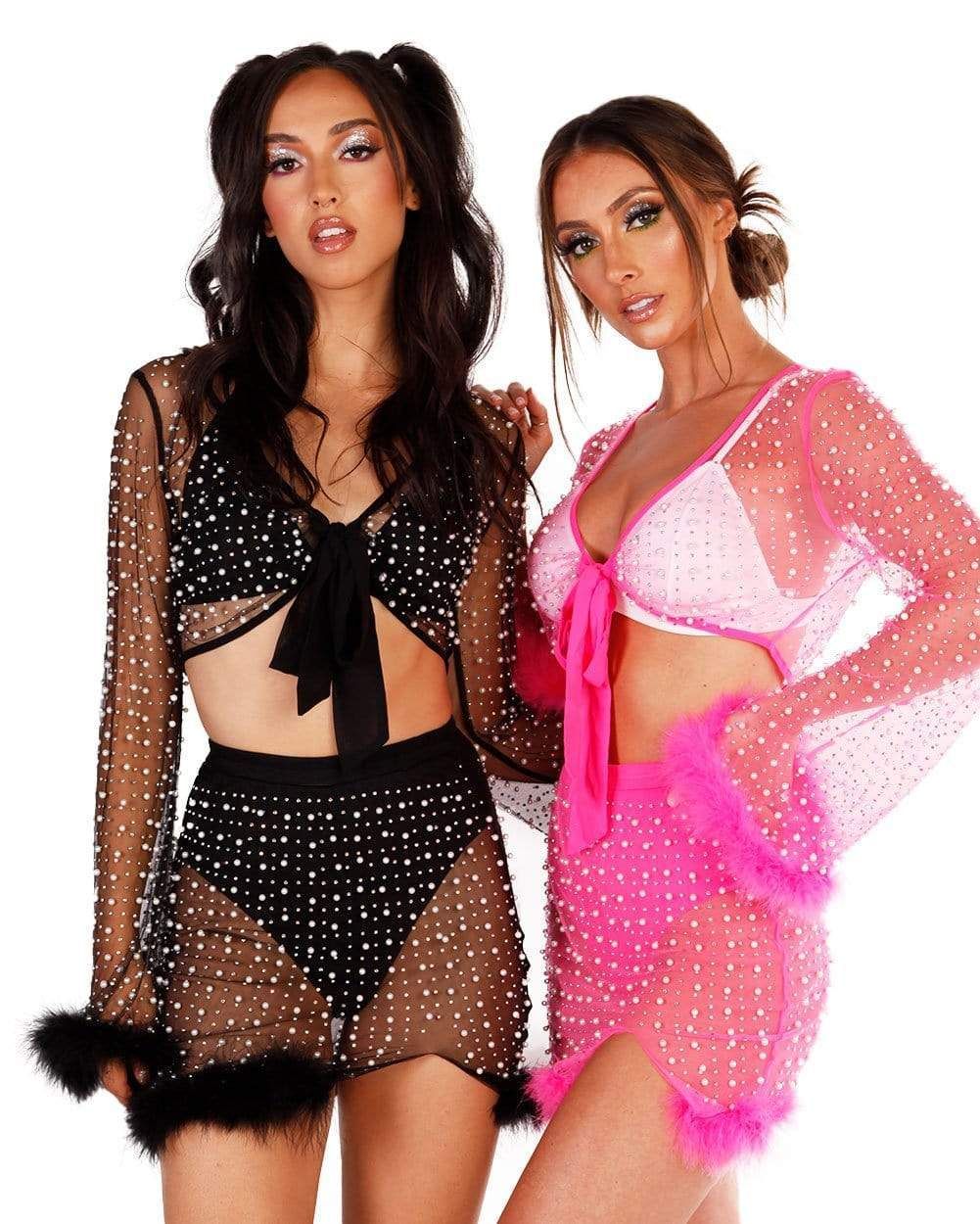 Glamour Girl Pearl Studded Marabou Skirt Set sold by iHeartRaves product image thumbnail 5