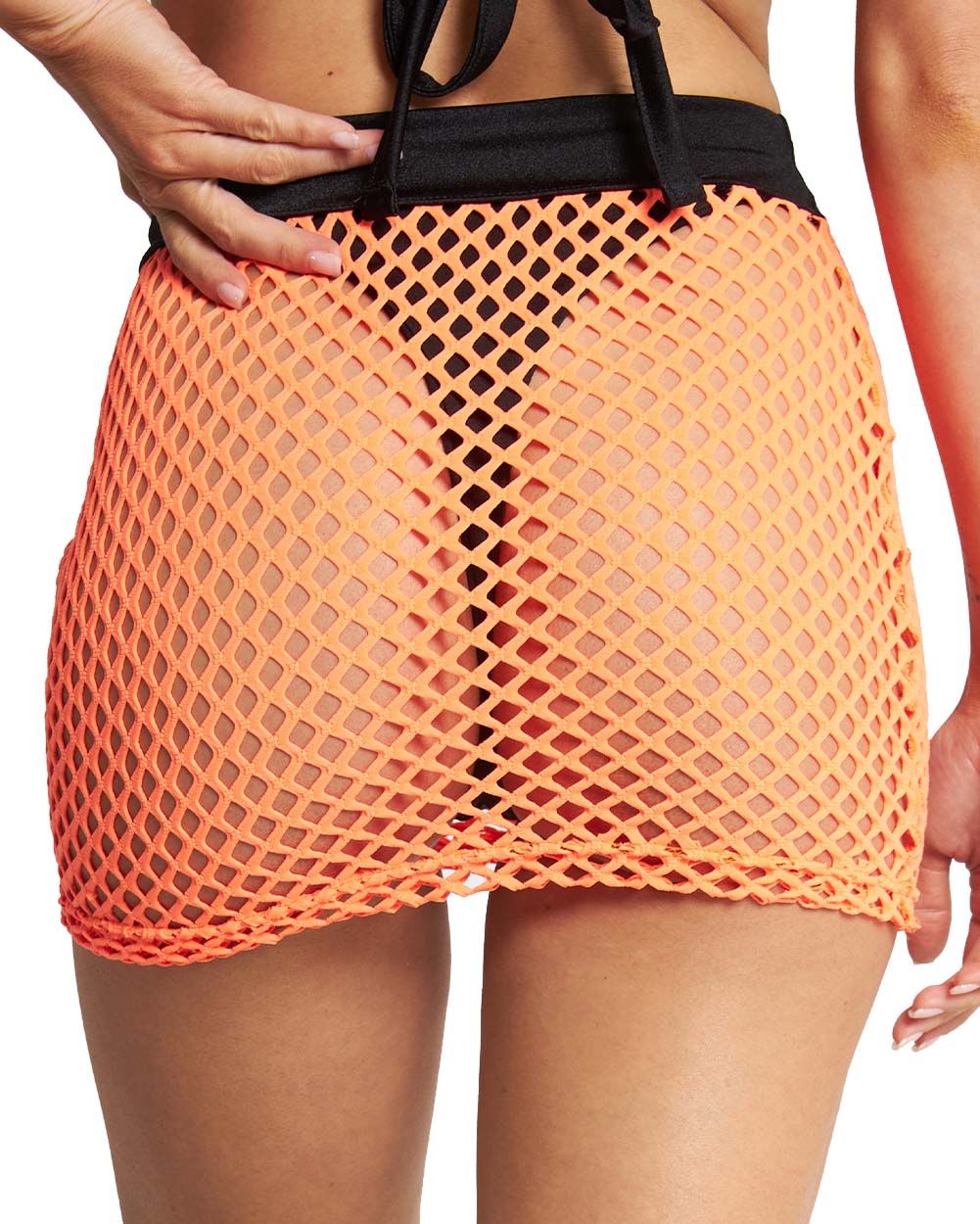 Fishnet Mini Skirt-Orange sold by iHeartRaves product image thumbnail 4