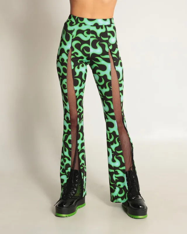 Ignite My Fire Fishnet Bell Bottom Pants sold by iHeartRaves