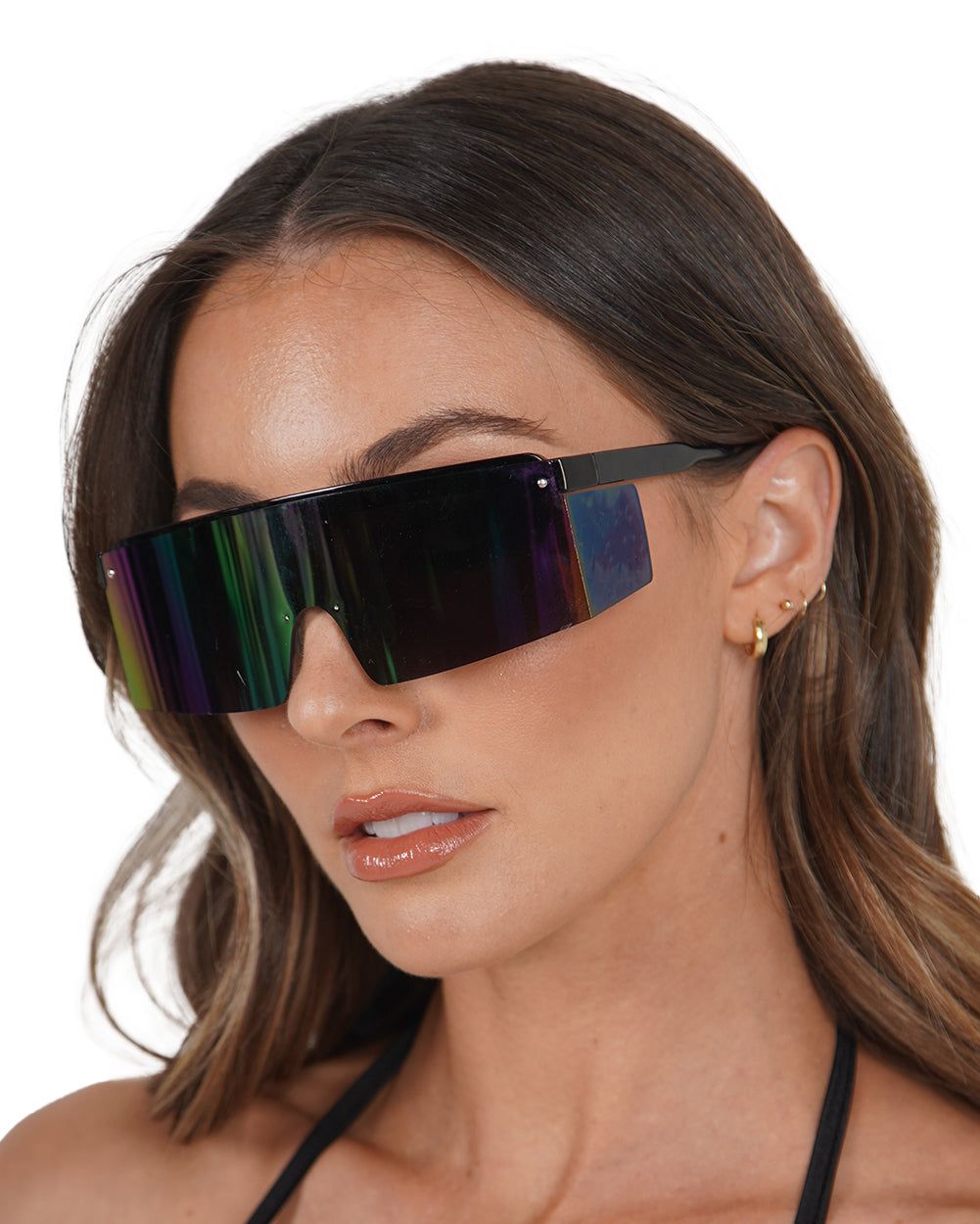 Oversized Rainbow Shield Sunglasses sold by iHeartRaves product image thumbnail 3