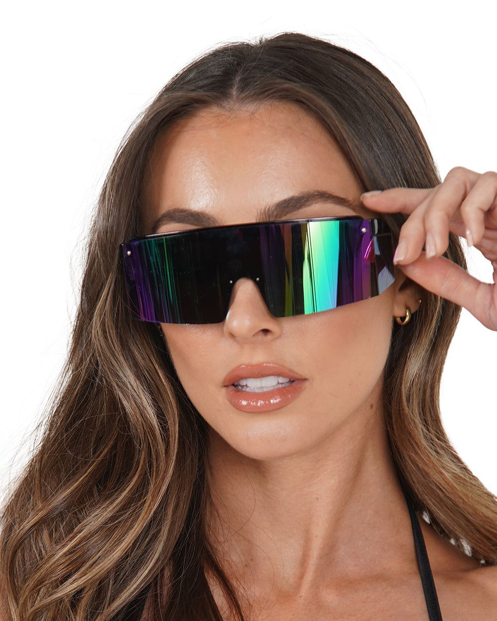 Oversized Rainbow Shield Sunglasses sold by iHeartRaves product image thumbnail 2