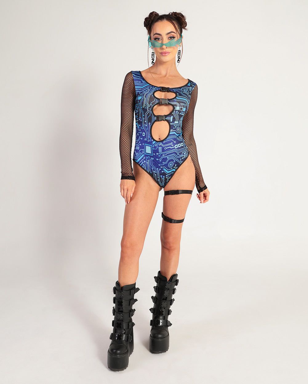 Digital Grid Fishnet Bodysuit sold by iHeartRaves product image thumbnail 5
