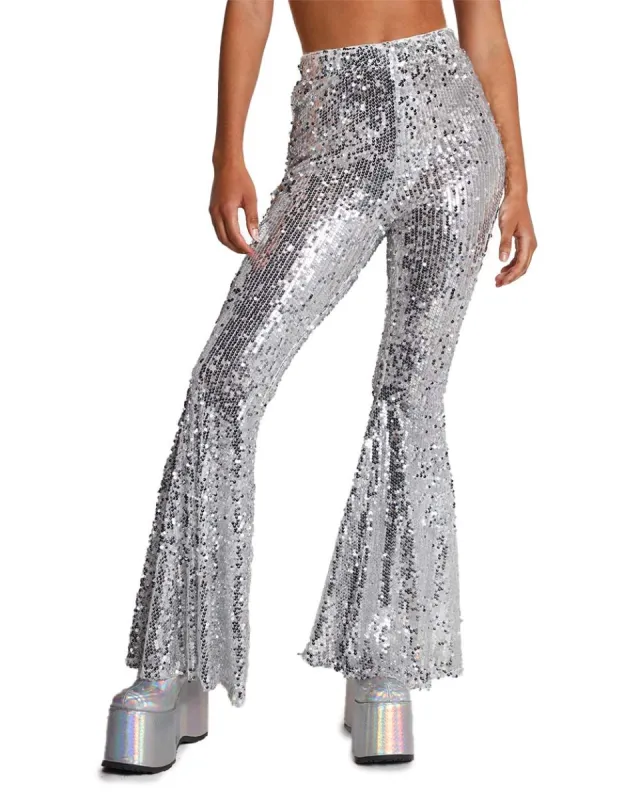 Glow Girl Glow Sequin Flare Bottoms sold by iHeartRaves