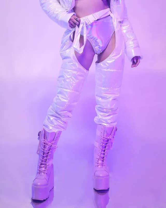 Fully Charged Metallic Puffer Chaps sold by iHeartRaves