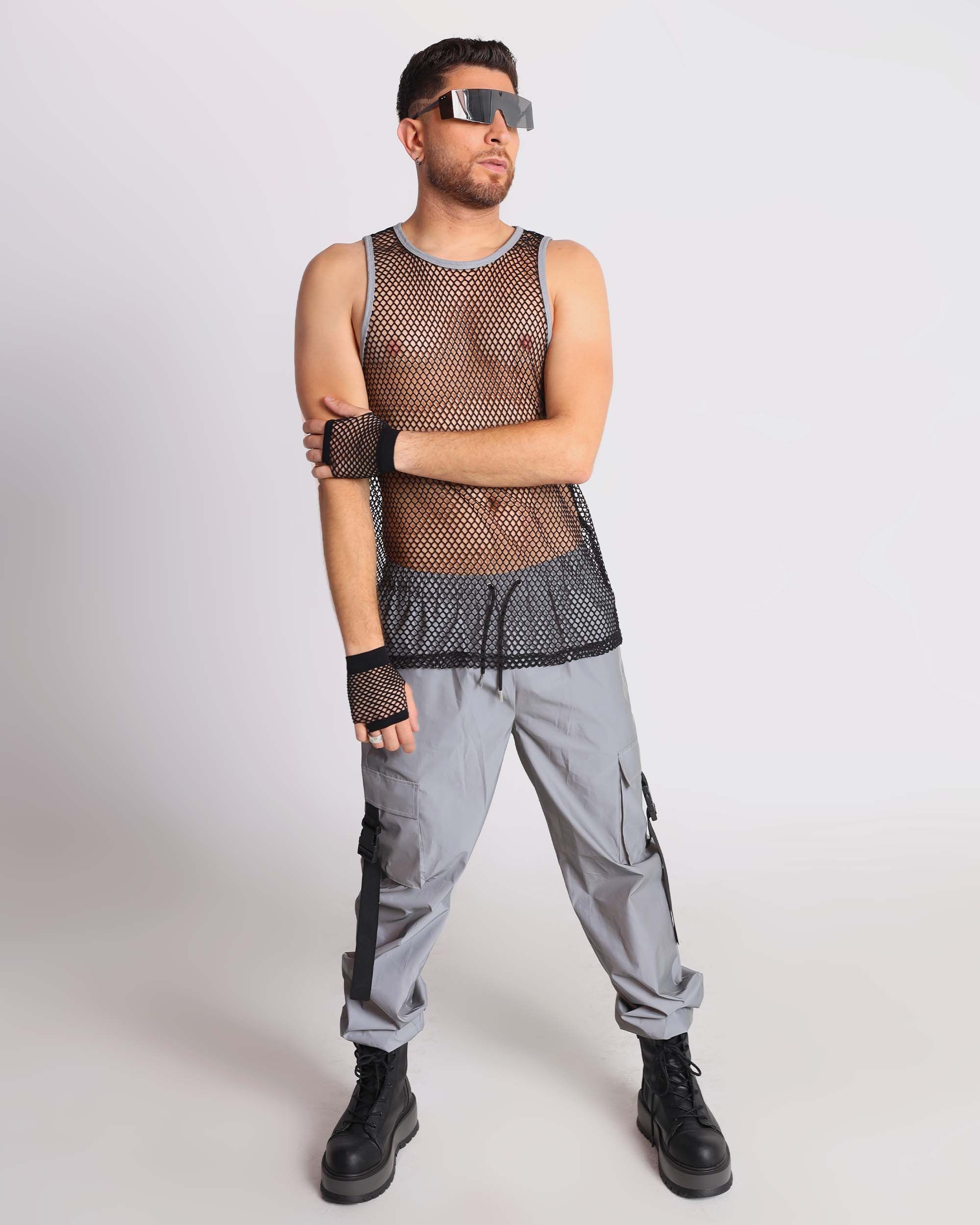 Psychedelic Machine Men's Fishnet Reflective Tank sold by iHeartRaves product image thumbnail 4