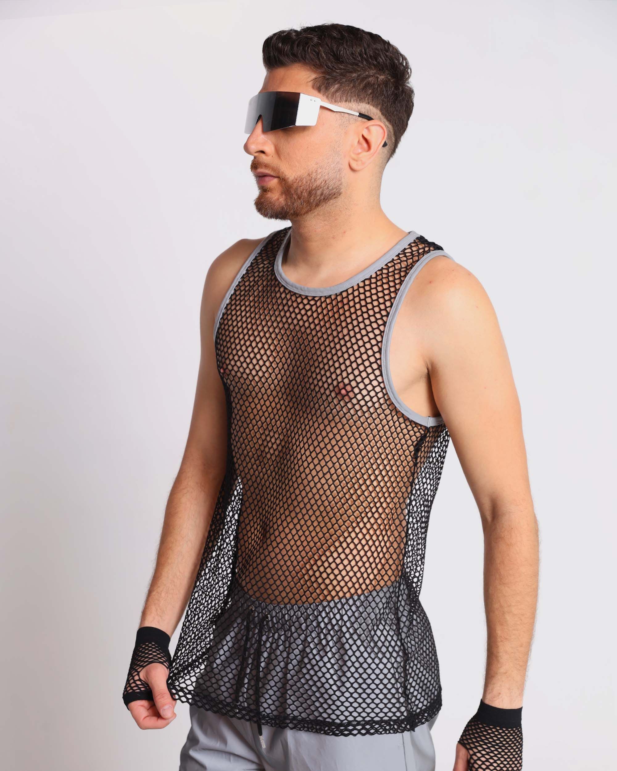 Psychedelic Machine Men's Fishnet Reflective Tank sold by iHeartRaves product image thumbnail 3