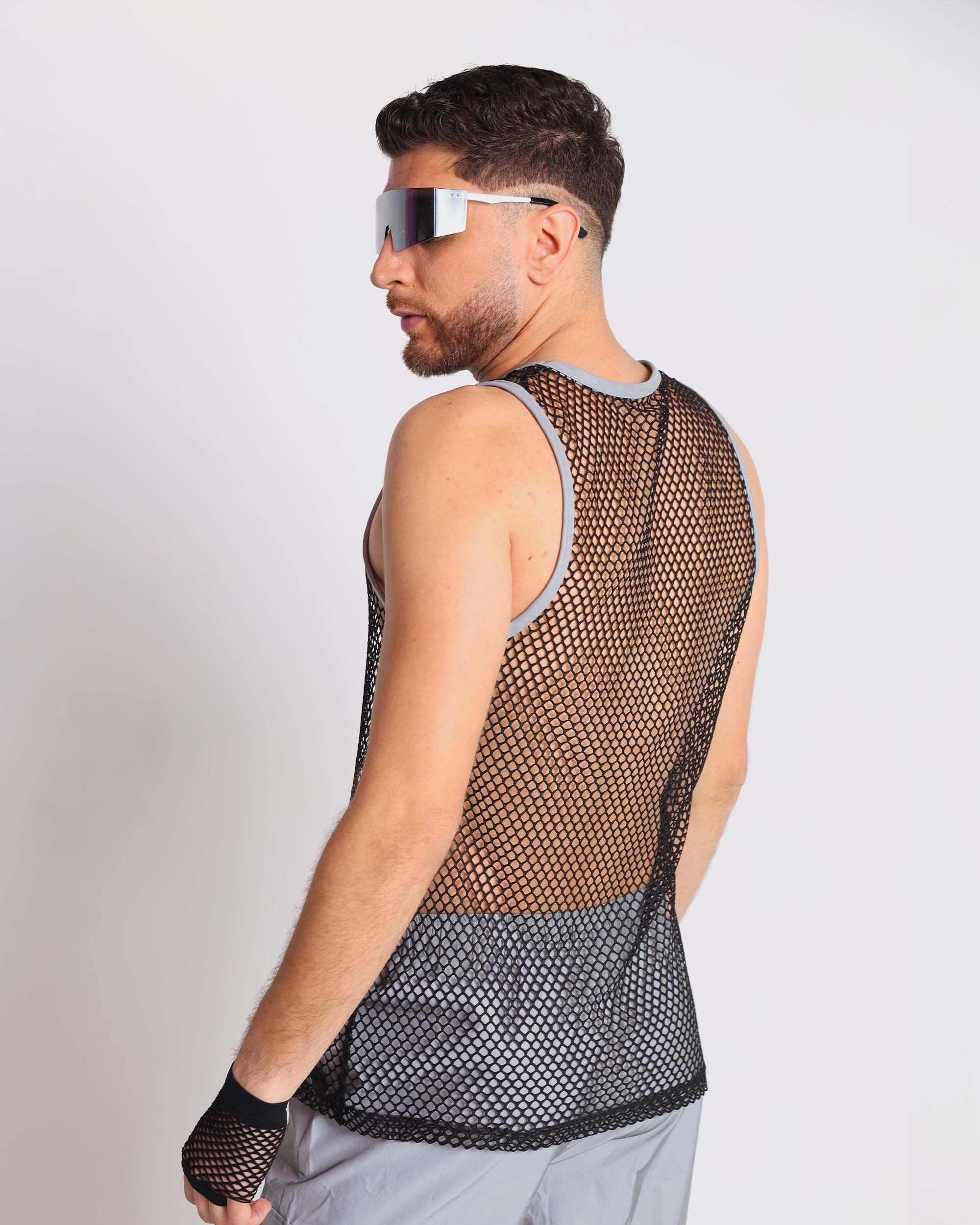 Psychedelic Machine Men's Fishnet Reflective Tank sold by iHeartRaves product image thumbnail 5