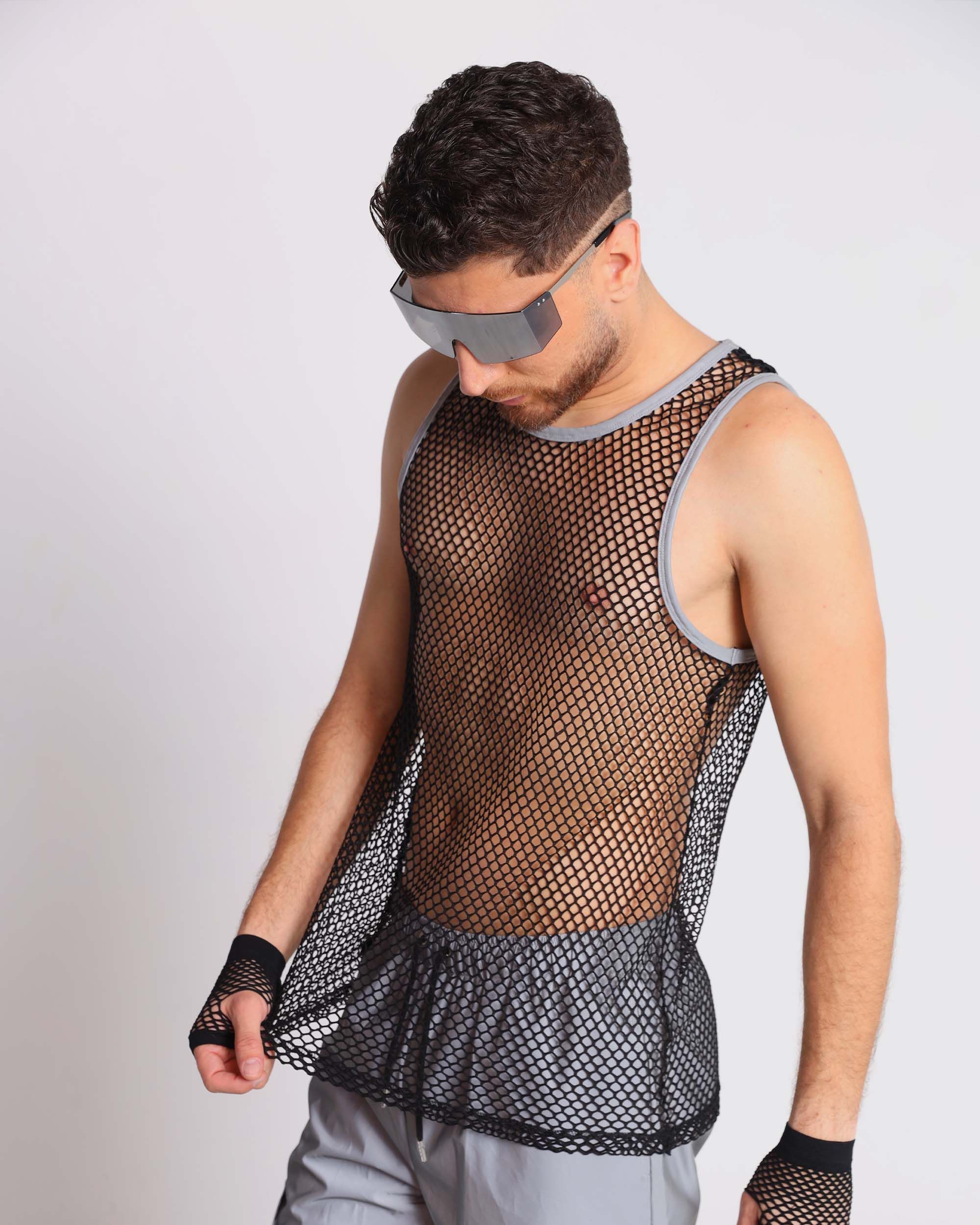 Psychedelic Machine Men's Fishnet Reflective Tank sold by iHeartRaves product image thumbnail 2