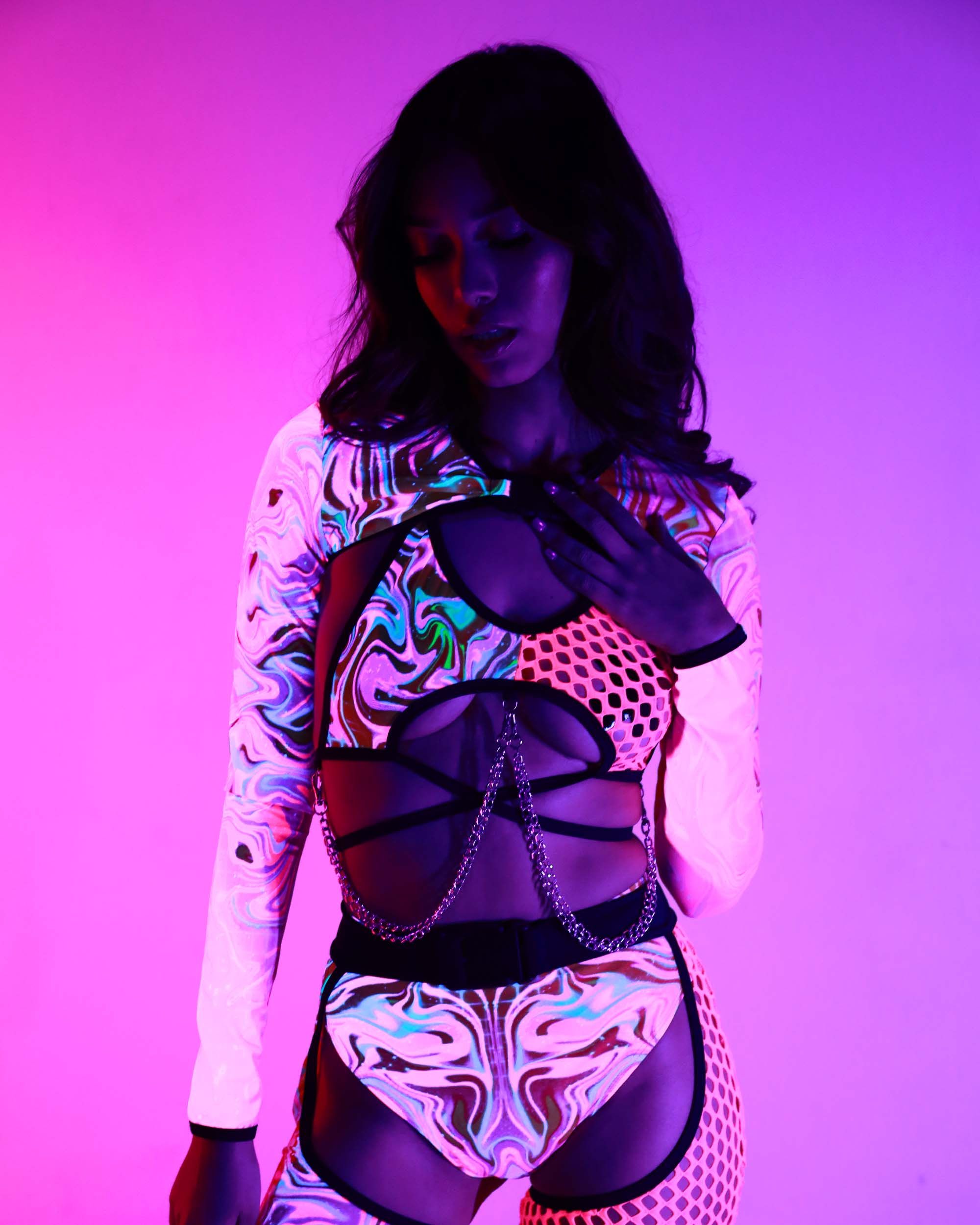 Rolita Couture x iHR Fractal Flashbacks Ultra Crop Top sold by iHeartRaves product image thumbnail 2