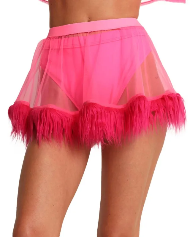 Wondergirl Faux Fur Mesh Mini Skirt sold by iHeartRaves