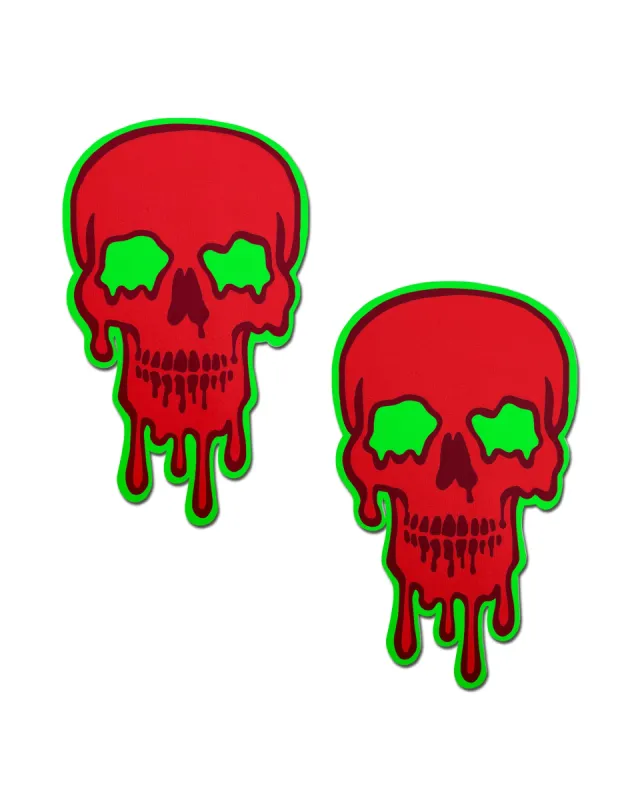 Pastease Haunted Past Glow In the Dark Red Bloody Skull Pasties sold by iHeartRaves
