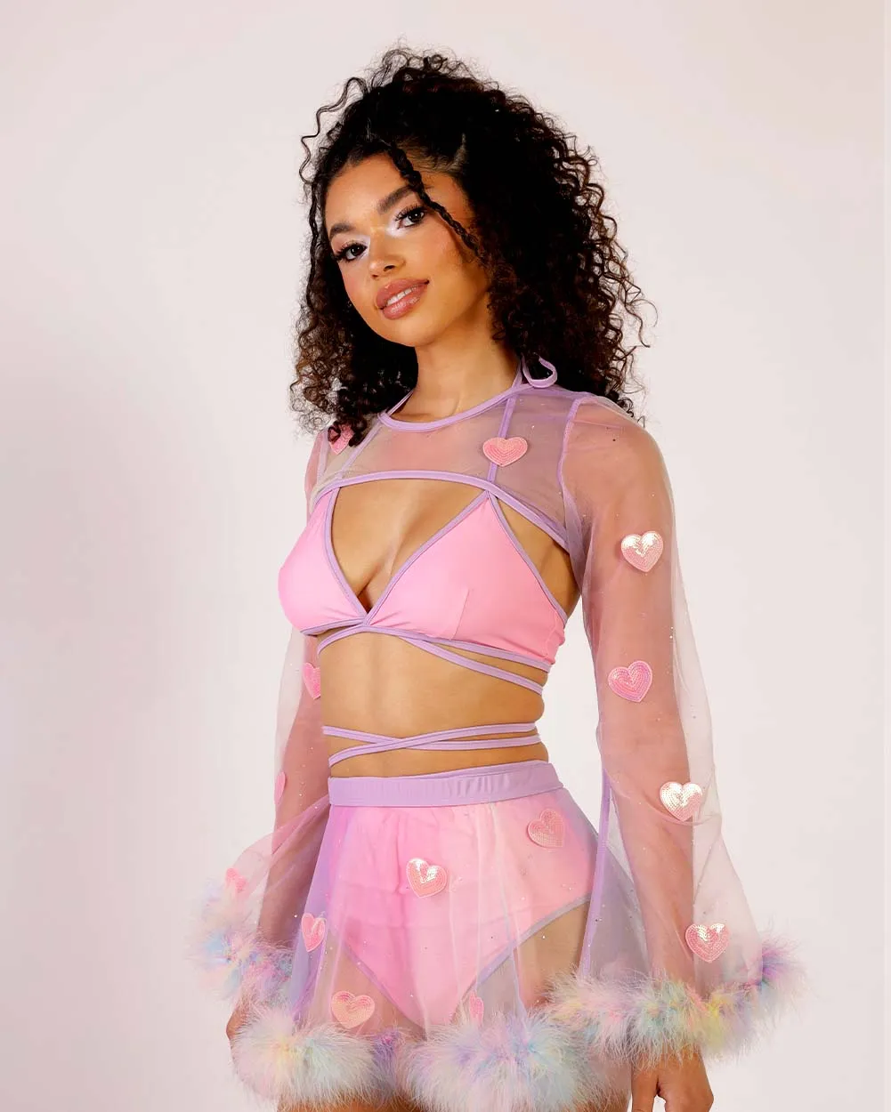Ari x iHeartRaves Love's A Mesh Pastel Rainbow Top sold by iHeartRaves product image thumbnail 3