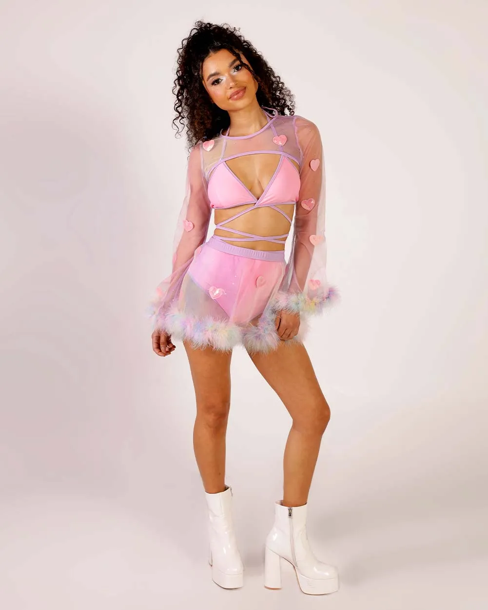 Ari x iHeartRaves Love's A Mesh Pastel Rainbow Top sold by iHeartRaves product image thumbnail 4