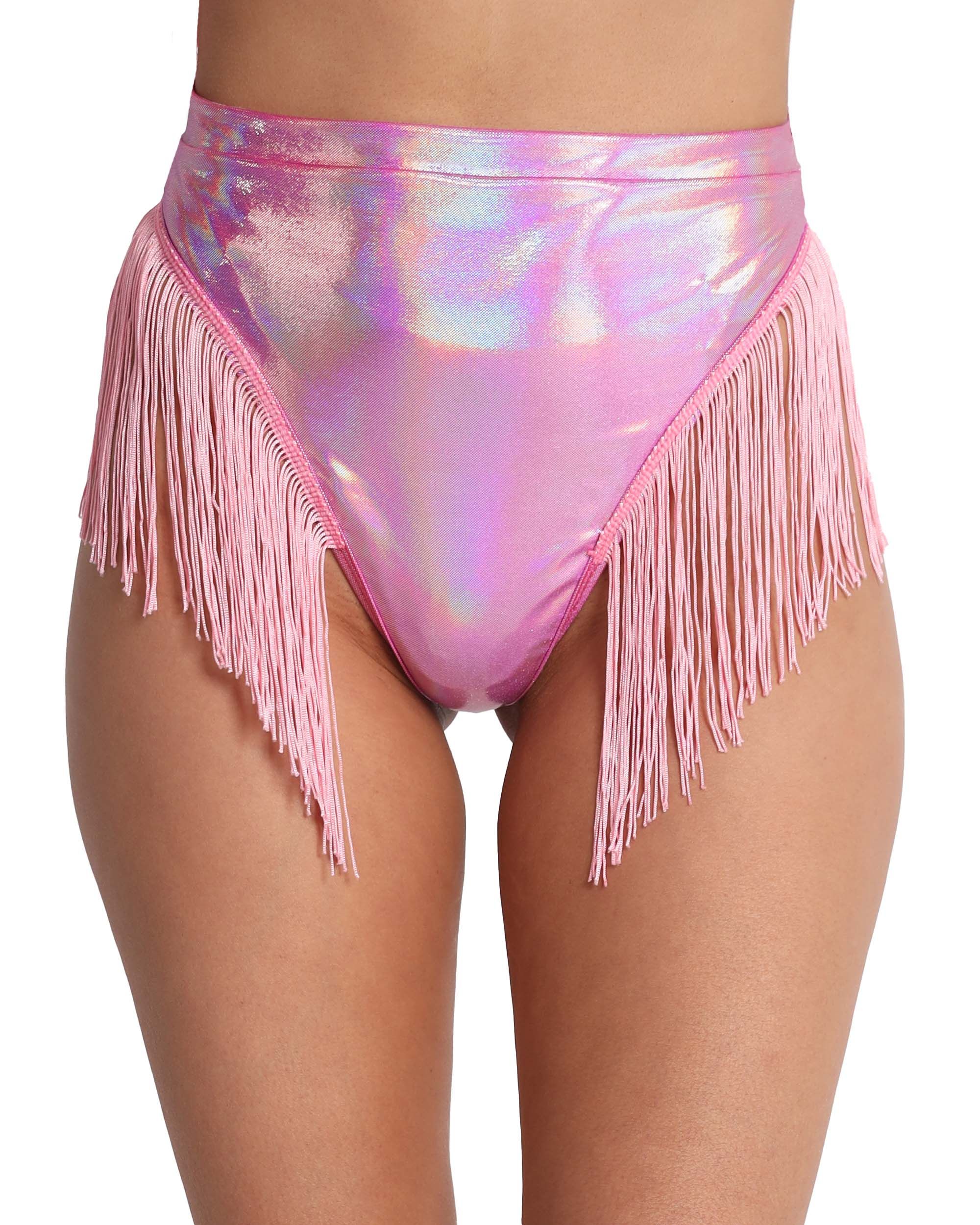 Rolita Couture x iHR Sky's the Limit Holo Fringe Bootylicious Bottoms sold by iHeartRaves