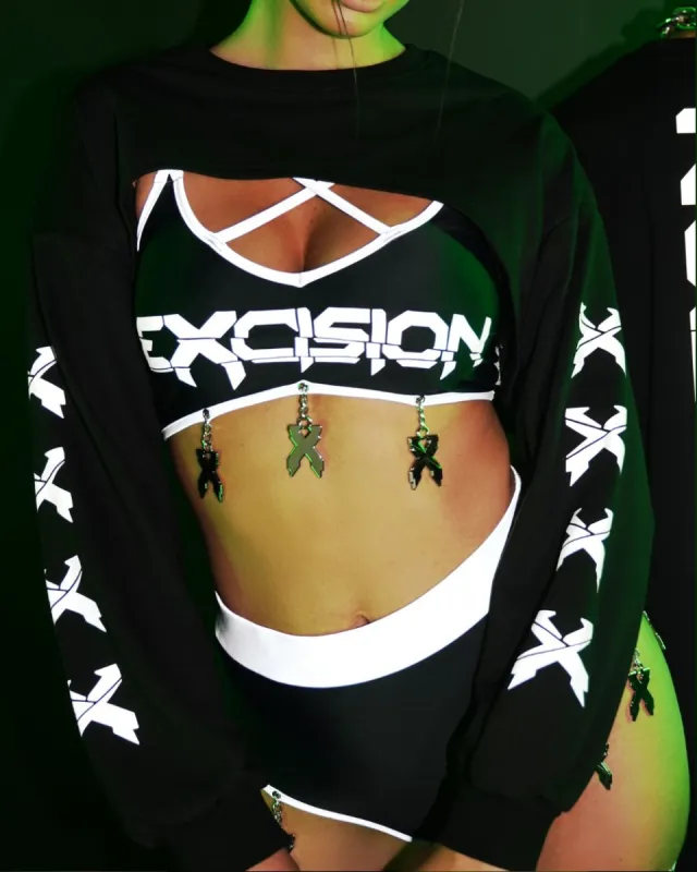 Excision x iHeartRaves Charged Up Reflective Ultra Crop Top sold by iHeartRaves