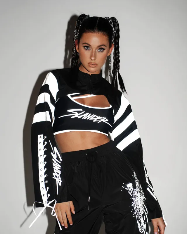 SLANDER x iHR Lightning Thrust Reflective Ultra Crop Top sold by iHeartRaves