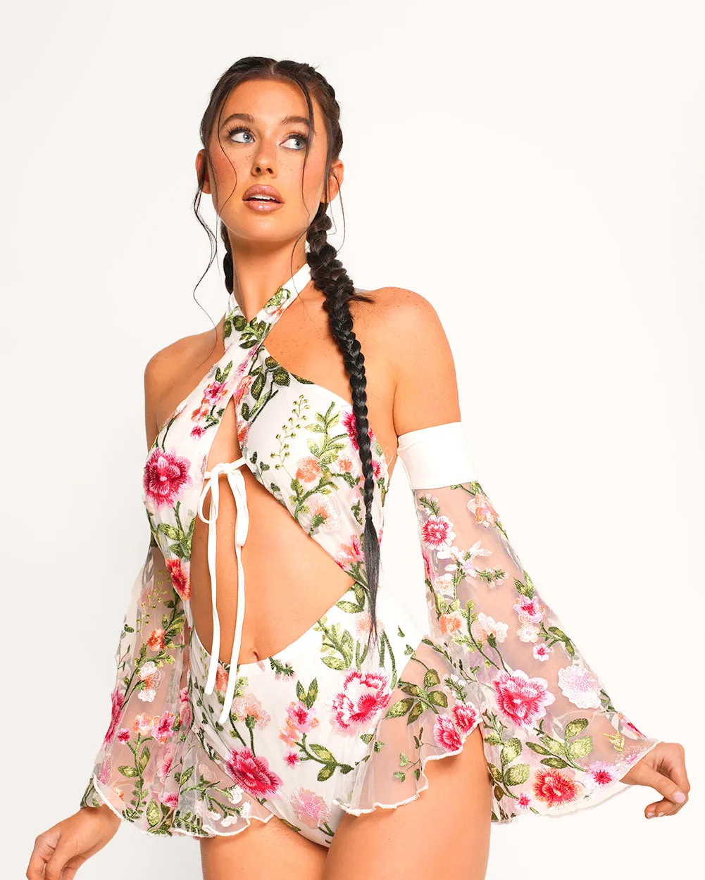 Forest Nymph Halter Lace Bodysuit Set - White sold by iHeartRaves product image thumbnail 2