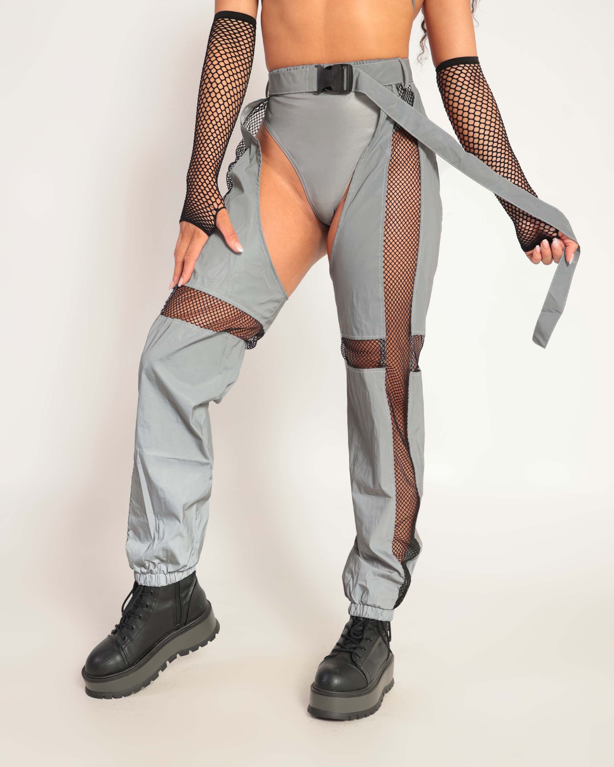 Sunburst Reflective Fishnet Panel Chaps sold by iHeartRaves product image thumbnail 3