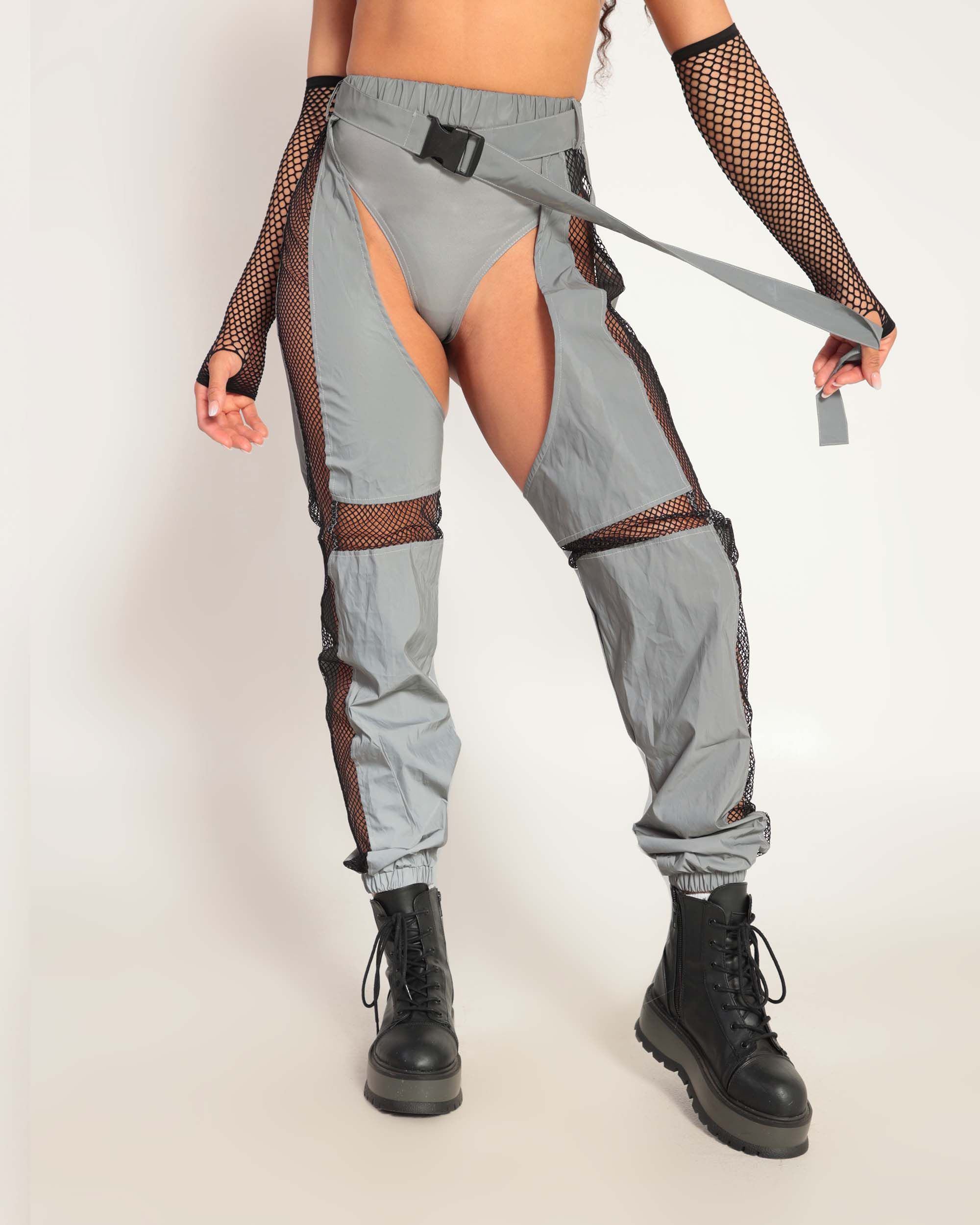 Sunburst Reflective Fishnet Panel Chaps sold by iHeartRaves product image thumbnail 5