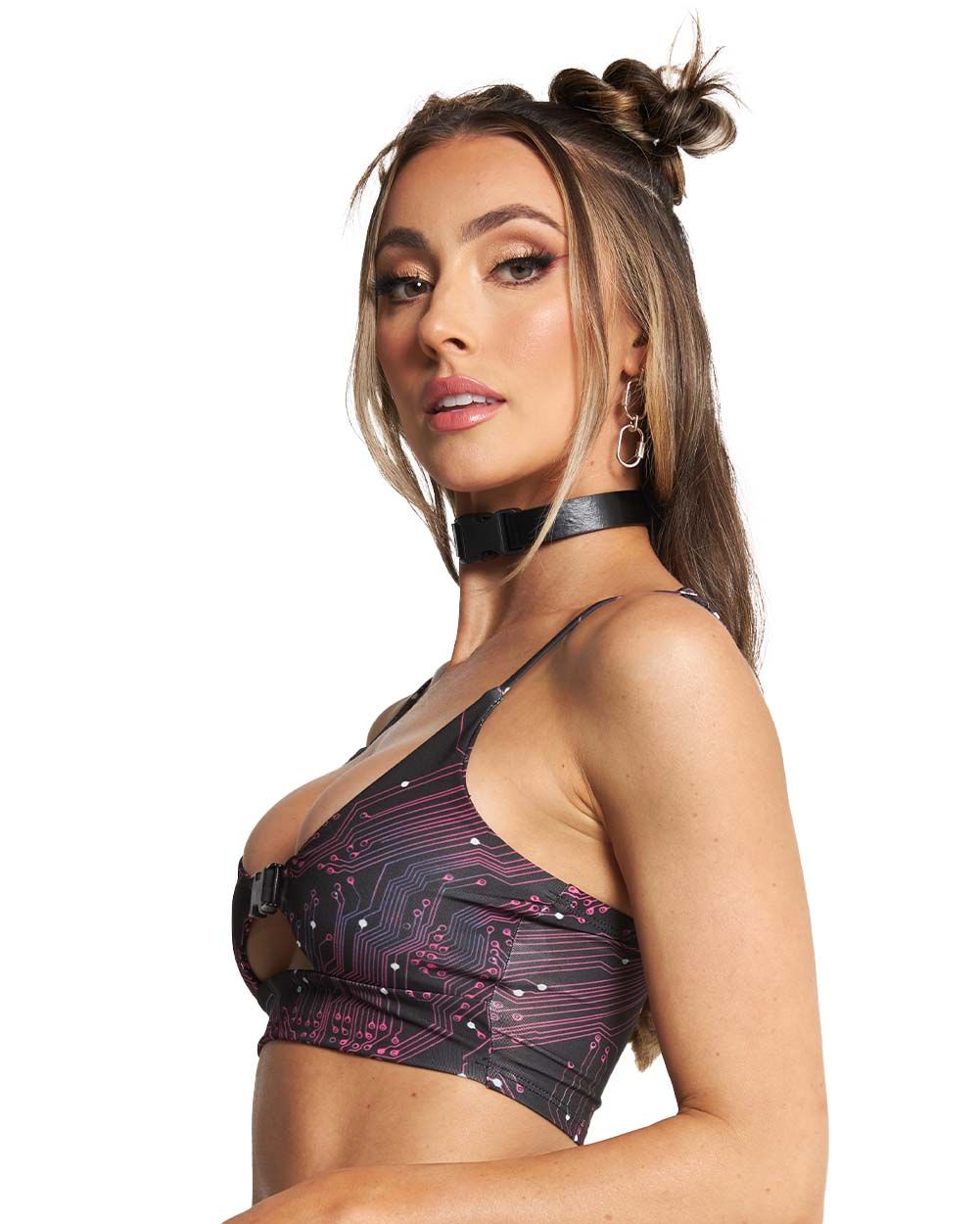 Circuit Board Speed Clasp Crop Top sold by iHeartRaves product image thumbnail 4