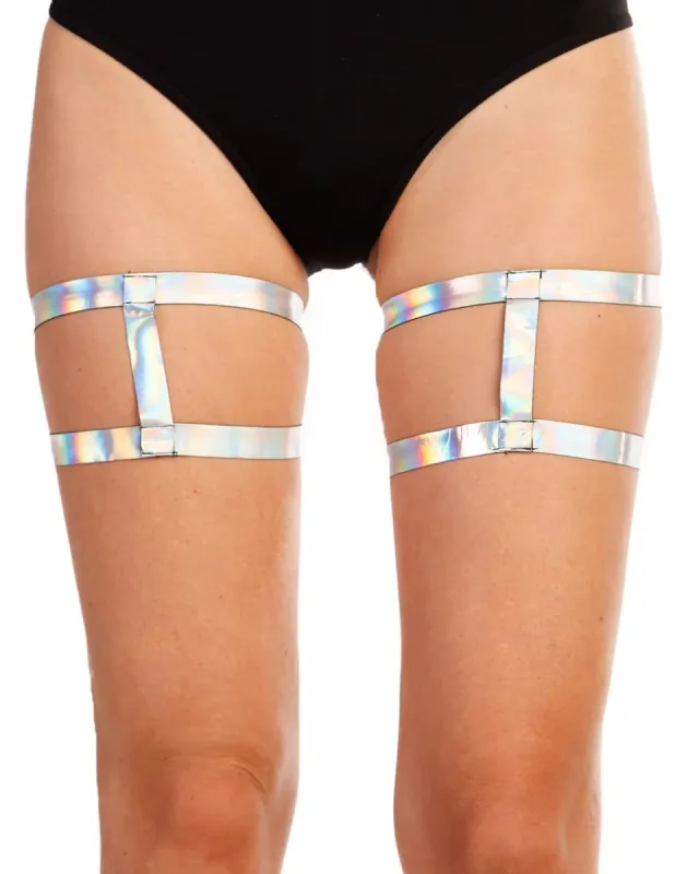 Harness Pair Leg Garters - Holographic sold by iHeartRaves