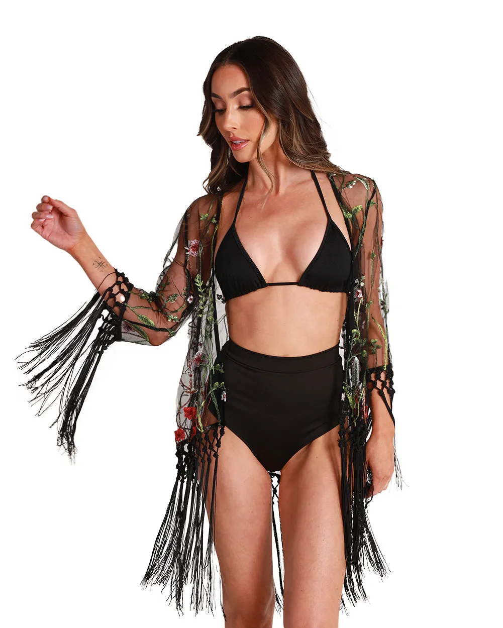 Lace Flower Fields Cropped Cover Up sold by iHeartRaves product image thumbnail 4